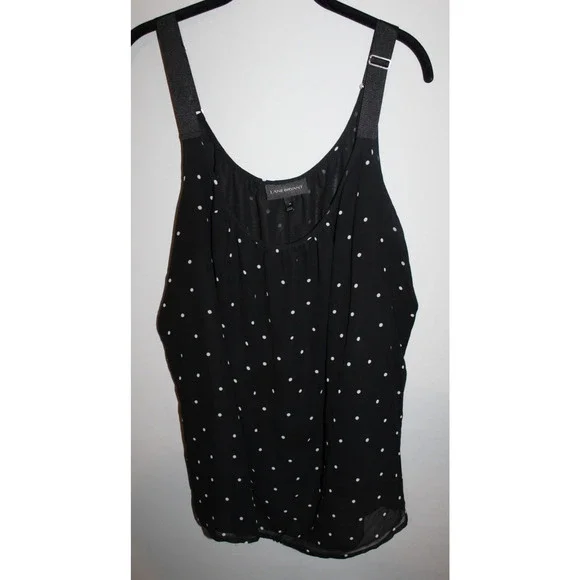 ✨2/$20 Lane Bryant Polka Dot Cami Tank Top Black White Semi Sheer Plus Size 26 - Picture 5 of 7